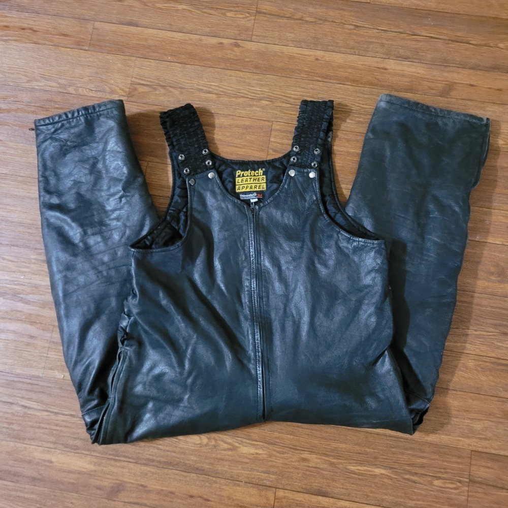 Protech Leather Apparel Snowmobile Bib Mens Size XL Black Thinsulate 3M Overalls
